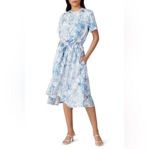 Chic Asymmetrical Blue Floral Dress